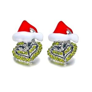 πNew The Grinch Crystal Stud Earrings